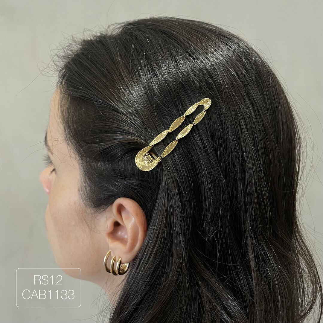 Hair Clip Torcido Liso Dourado
